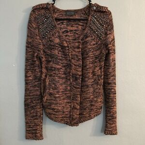 ASTR Women's Brown Studded Zip Cárdigan Sweater Size Medium